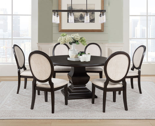 Twyla 7-piece Round Wood Dining Room Table Set Dark Cocoa