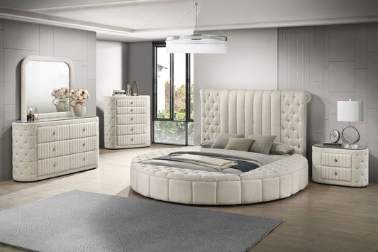 Sonya 5-piece Upholstered Eastern King Bedroom Set Ivory