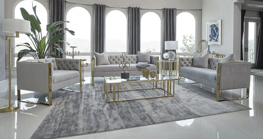 Eastbrook 2-piece Tufted Back Living Room Set Grey
