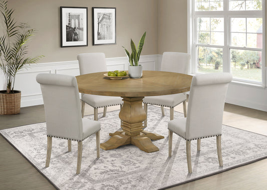 Florence 5-piece Round Dining Set Rustic Smoke and Beige