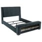 Preston Upholstered Queen Audio Flame Visualizer Bed Dark Blue