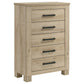 Oakglen 5-drawer Bedroom Chest of Drawers Weathered Oak