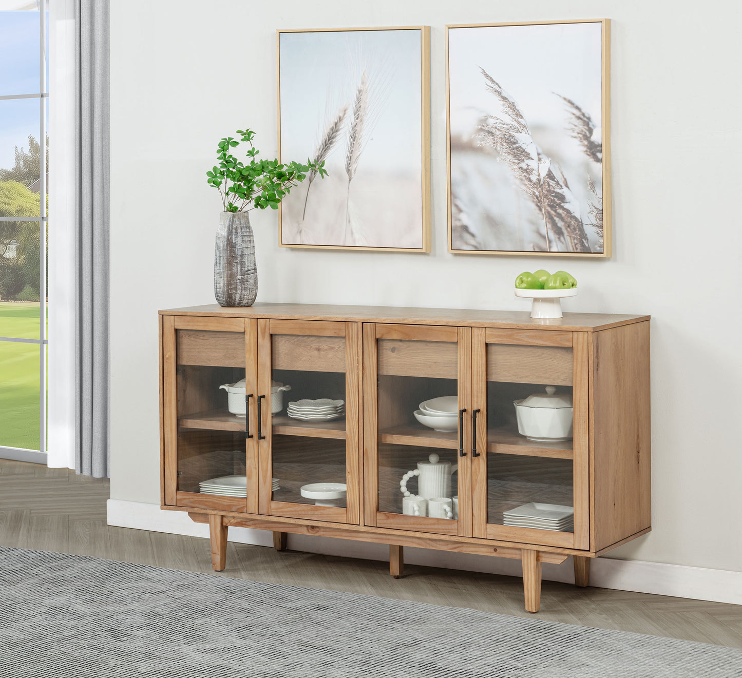Middleton 4-door Sideboard Server with Dual Drawers Natural