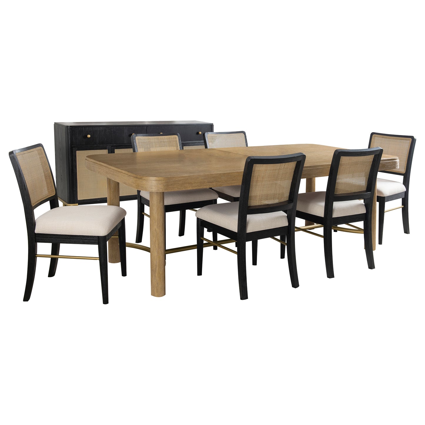 Arini 7-piece Extension Leaf Dining Table Set Sand Wash and Black