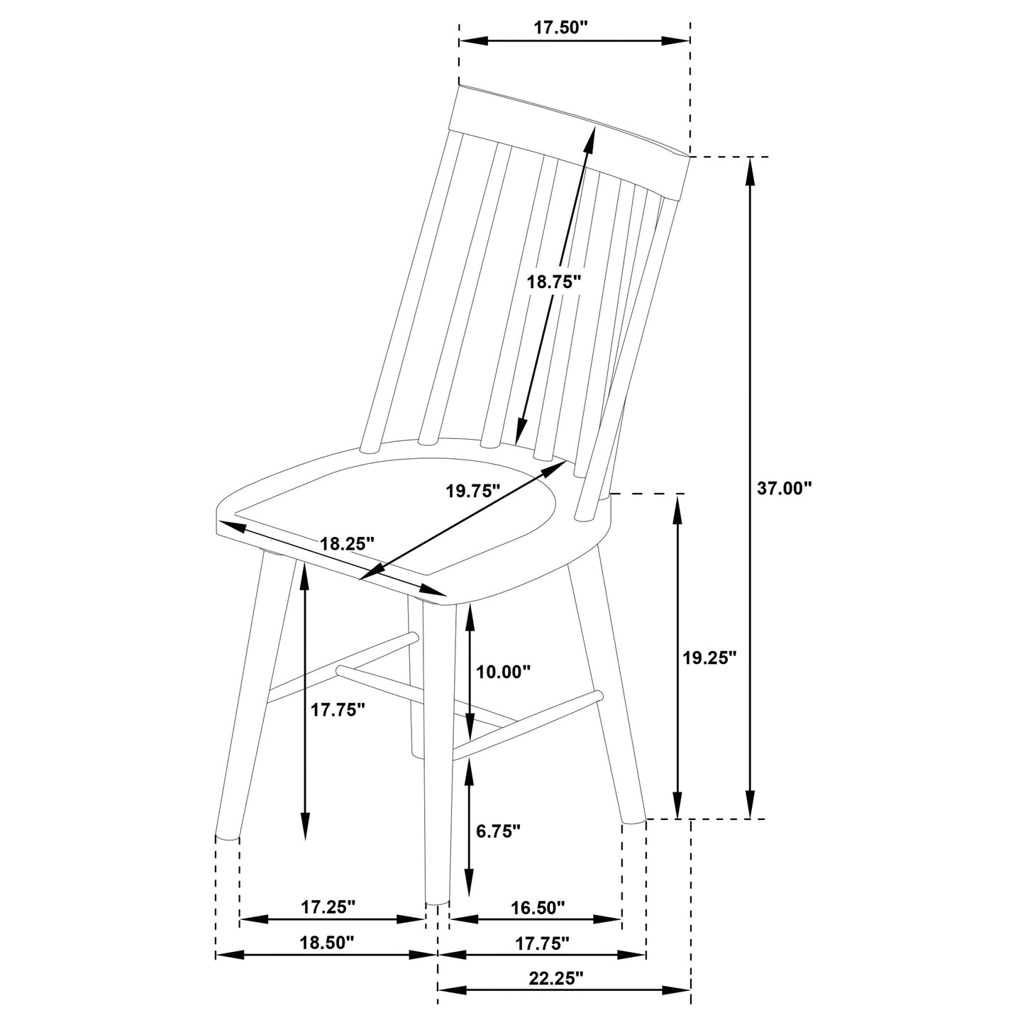 Middleton Solid Wood Dining Side Chair Brown (Set of 2)