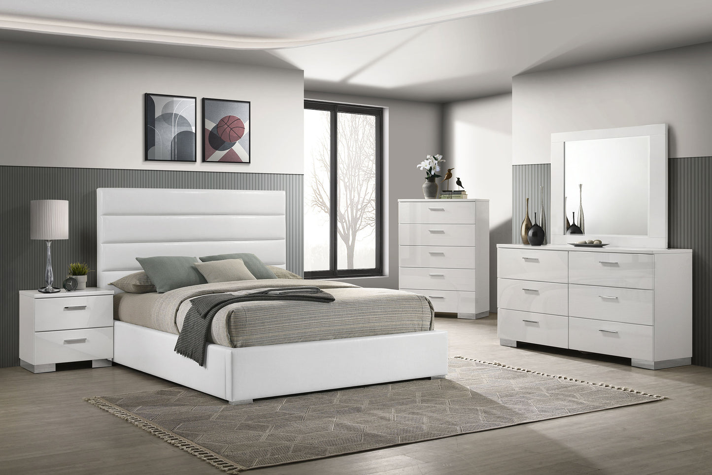 Felicity 5-piece California King Bedroom Set White High Gloss