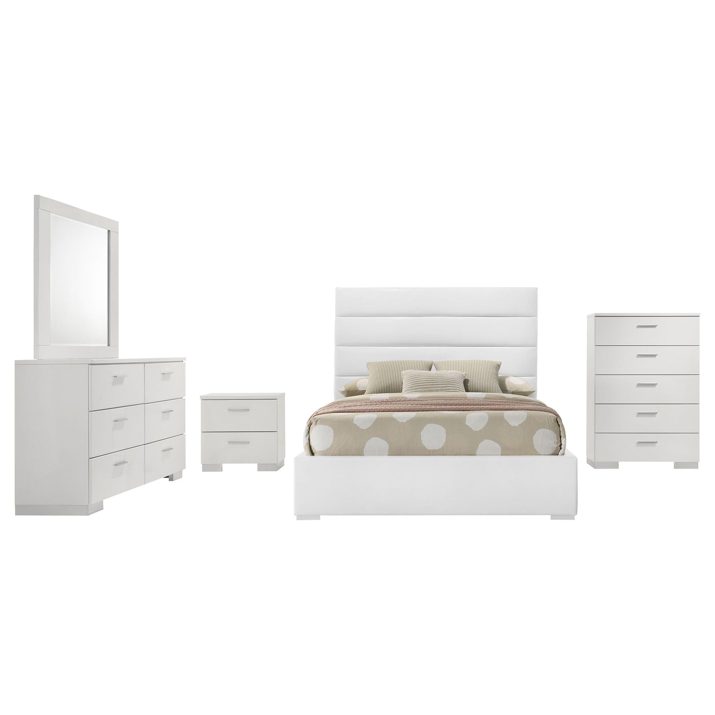 Felicity 5-piece Twin Bedroom Set White High Gloss
