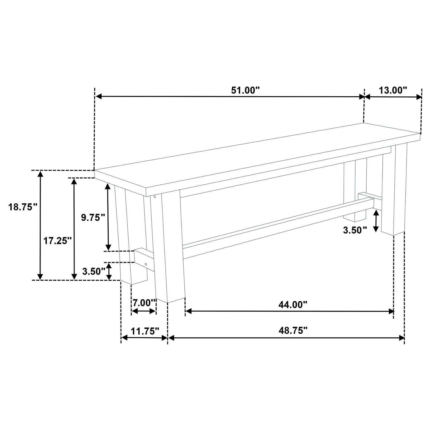Cardova 51-inch Solid Wood Dining Bench Vineyard Oak