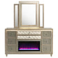 Lorient 8-drawer LED Flame Box Dresser and Mirror Ivory Camel