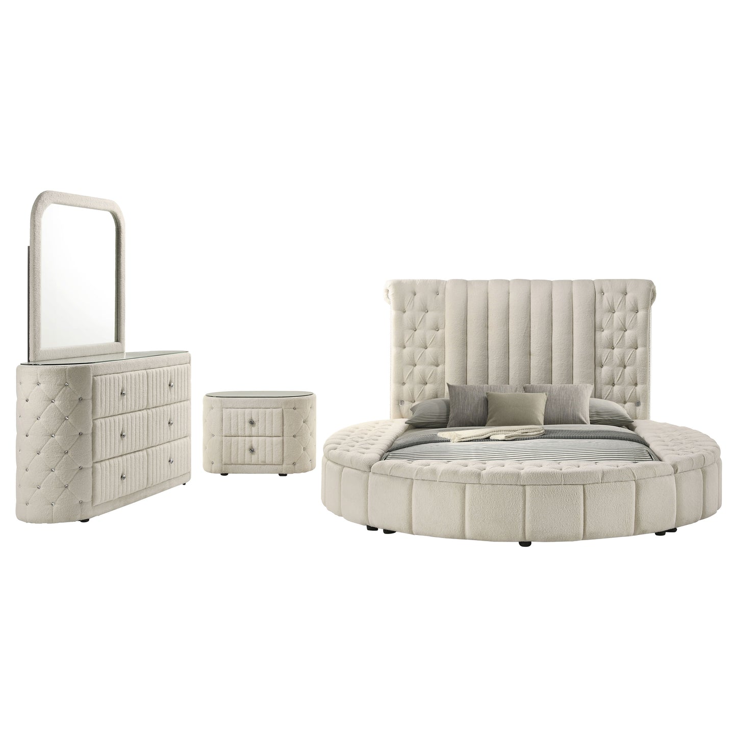 Sonya 4-piece Upholstered Queen Bedroom Set Ivory