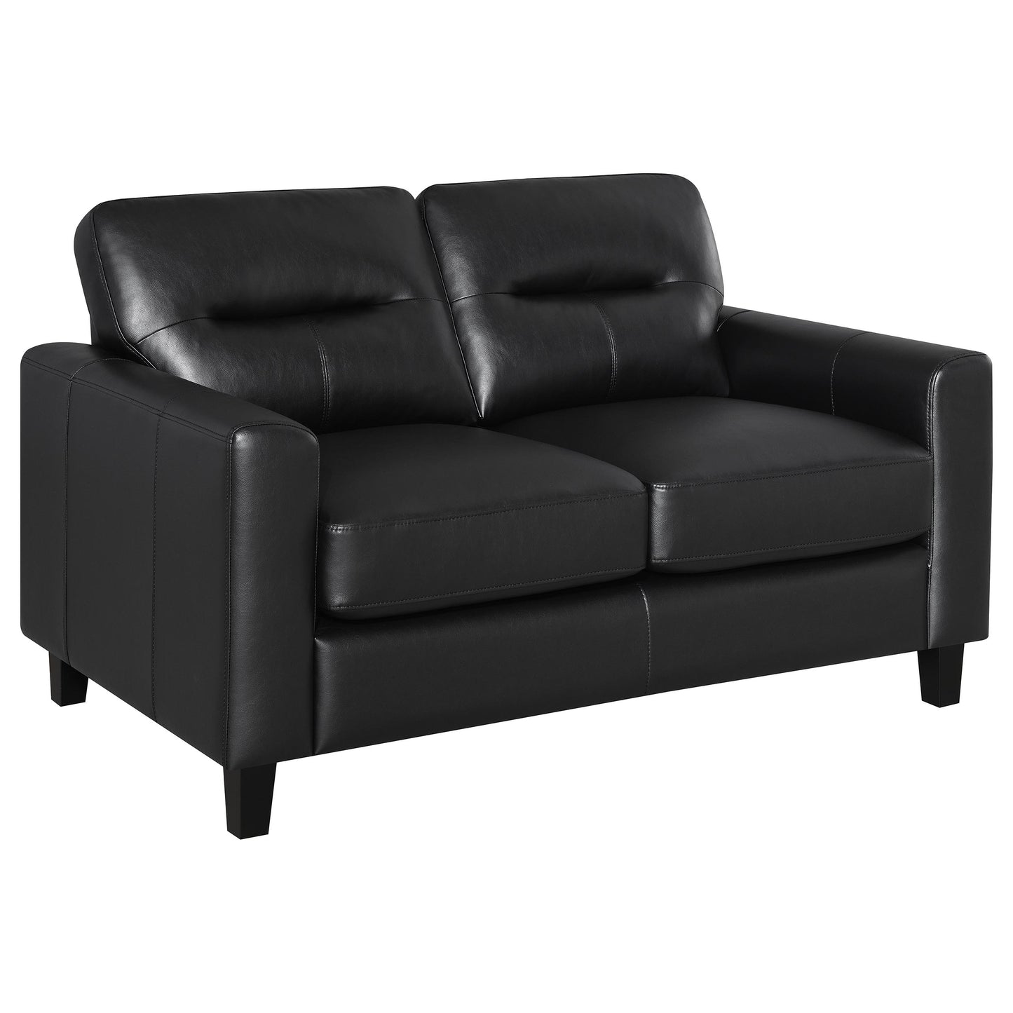 Scotland 2-piece Faux Leather Upholstered Sofa Set Black