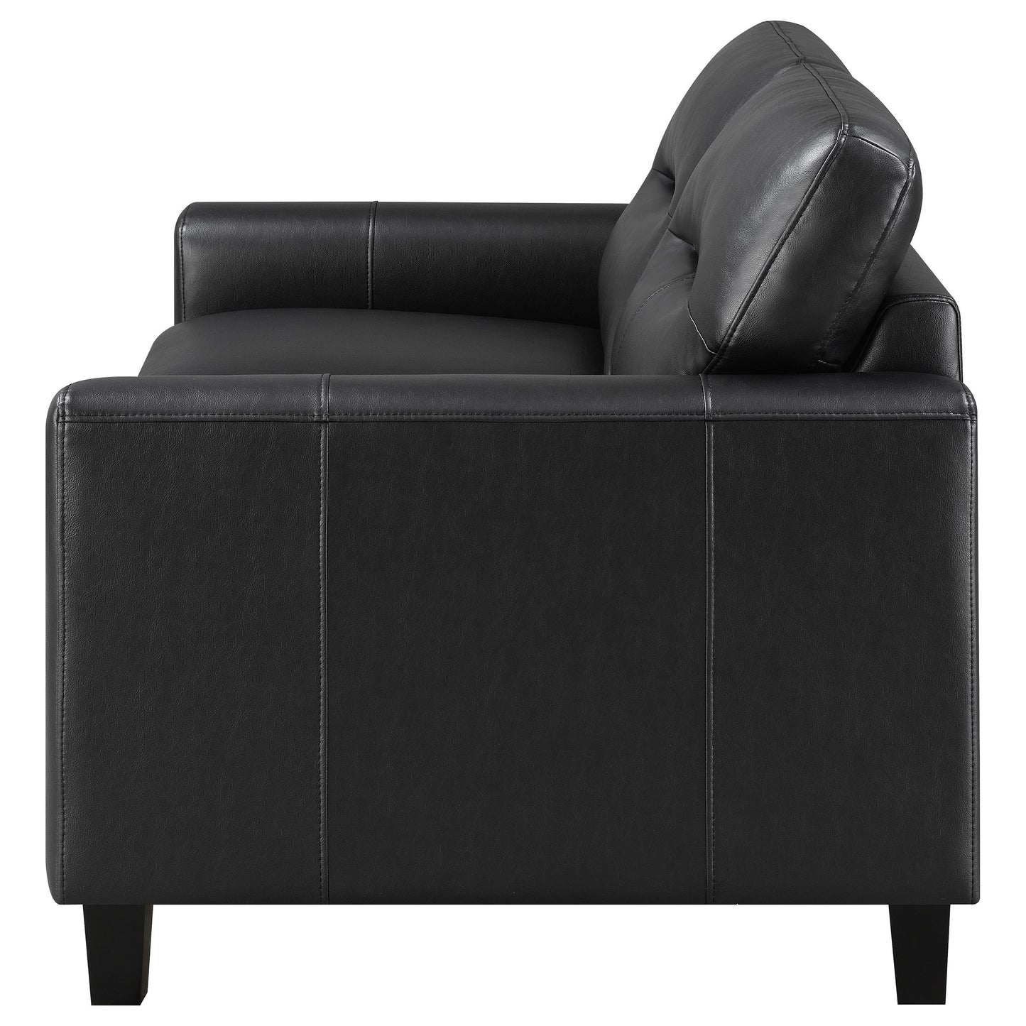 Scotland Faux Leather Upholstered Track Arm Loveseat Black