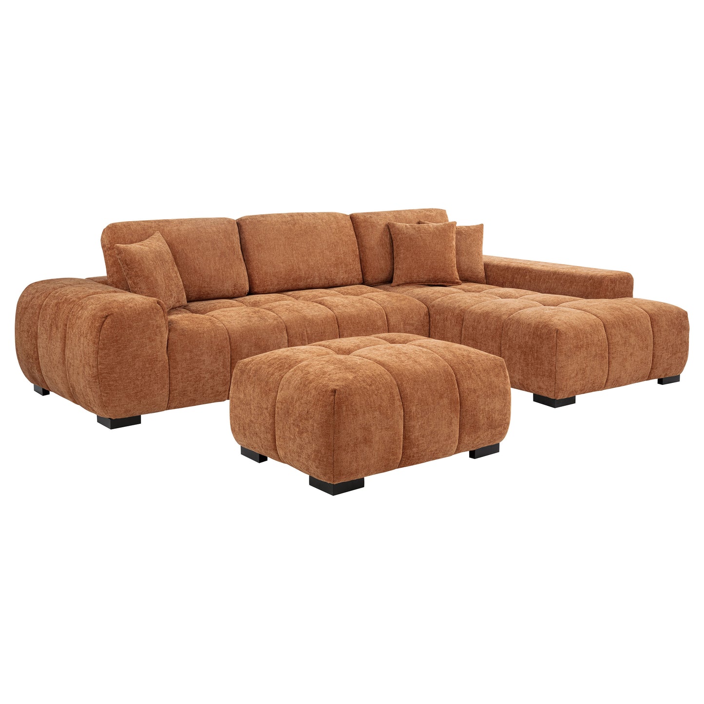 Octavia Upholstered Rectangular Ottoman Orange