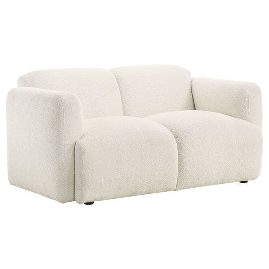 Dorset Fabric Upholstered Round Track Arm Loveseat White