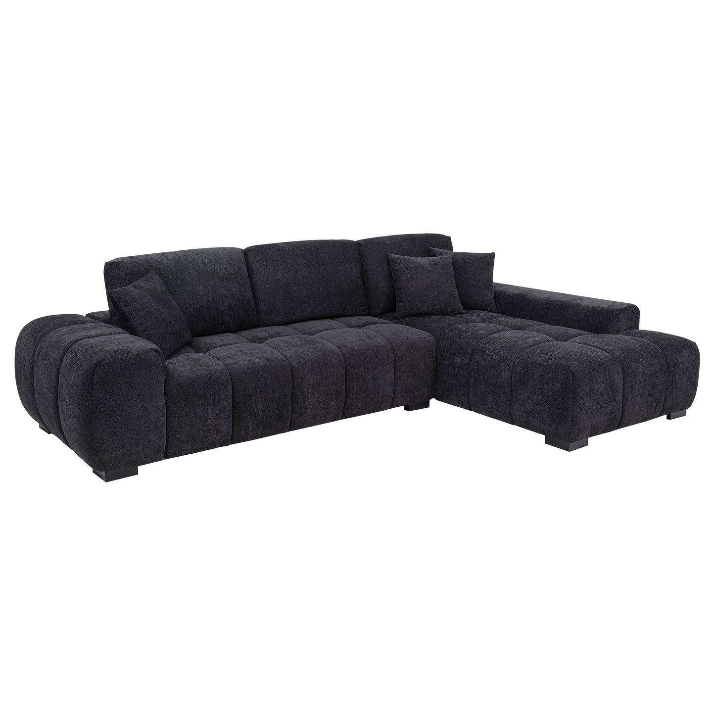 Octavia Upholstered Sectional Chaise Sofa Black