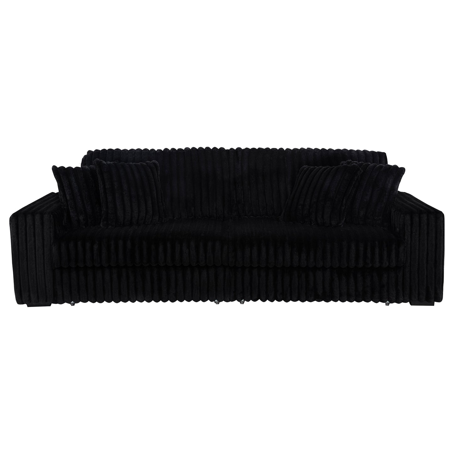 Jacana Corduroy Upholstered Dual Power Chaise Sofa Black