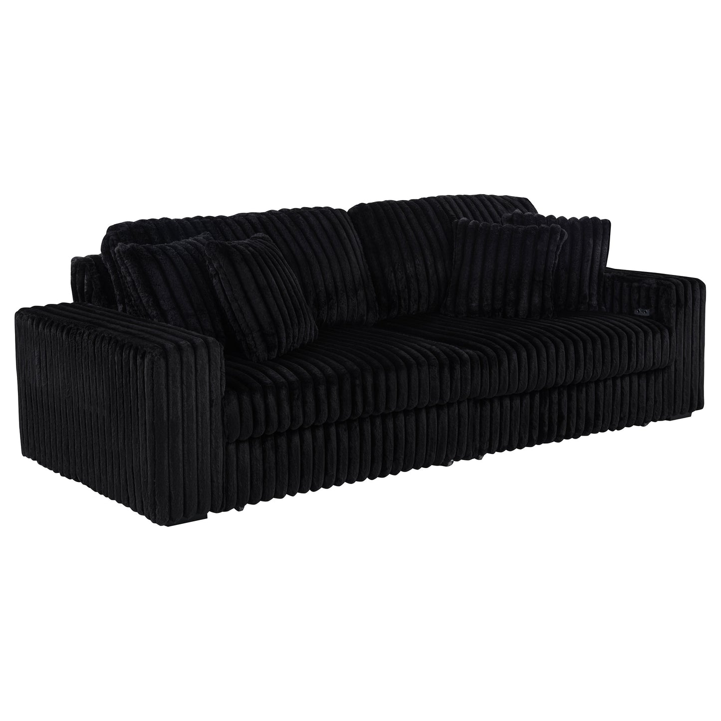 Jacana Corduroy Upholstered Dual Power Chaise Sofa Black