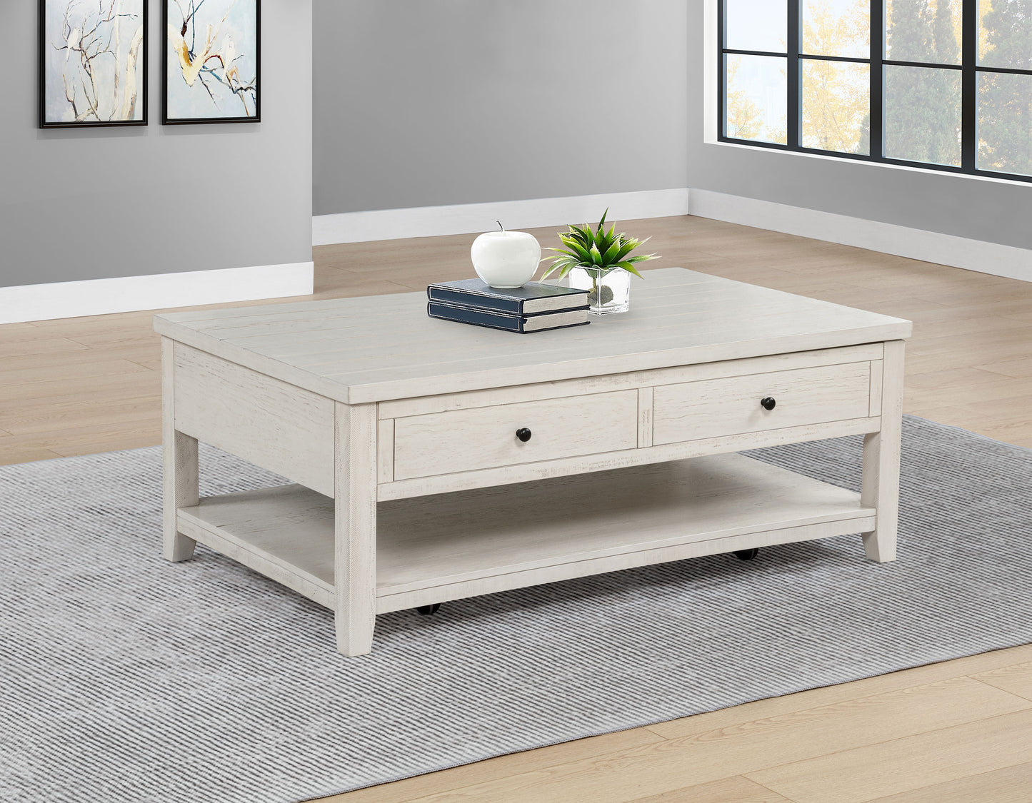 Payne 48-inch Mobile Lift Top Coffee Table Distressed White