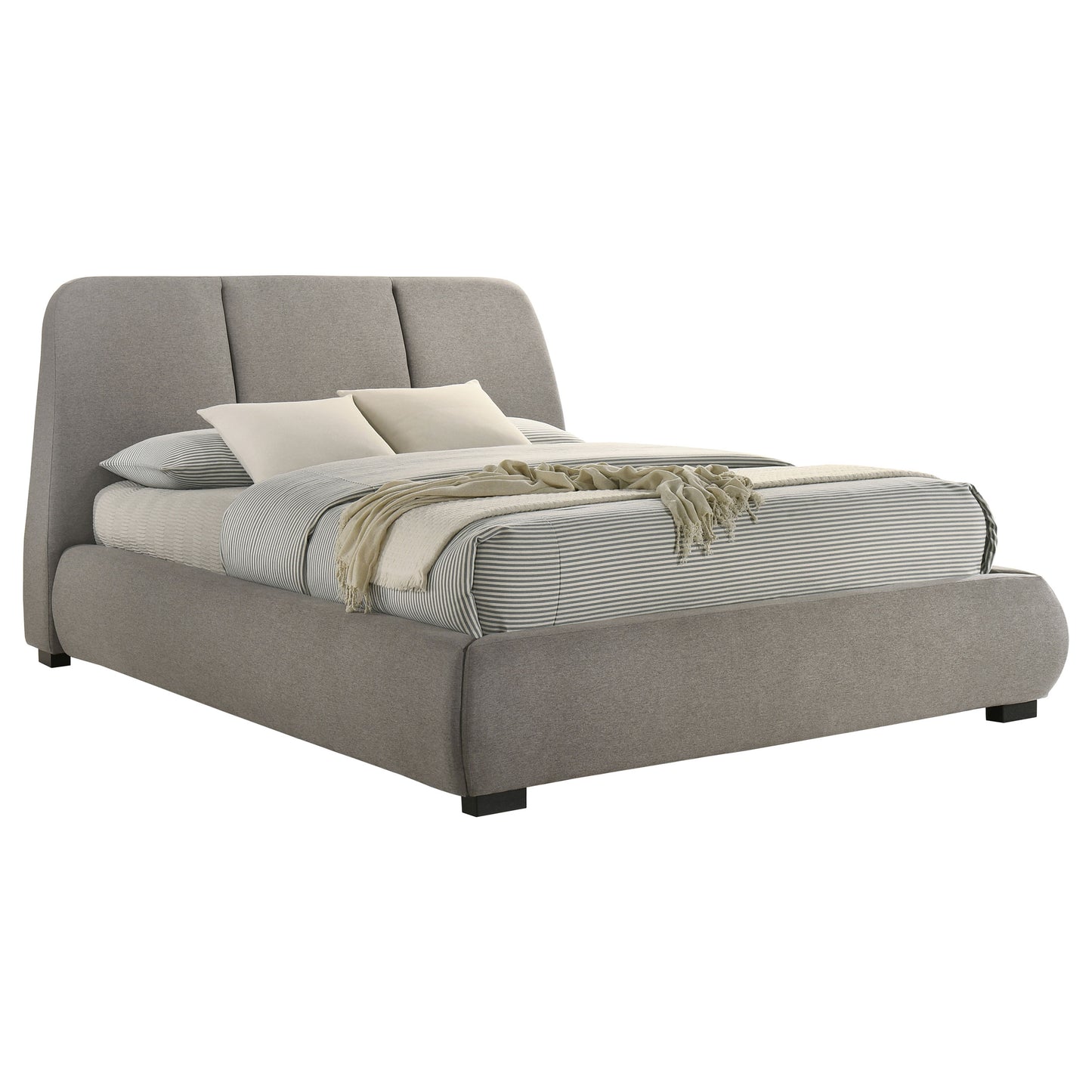 Mokena 46-inch Upholstered California King Platform Bed Taupe