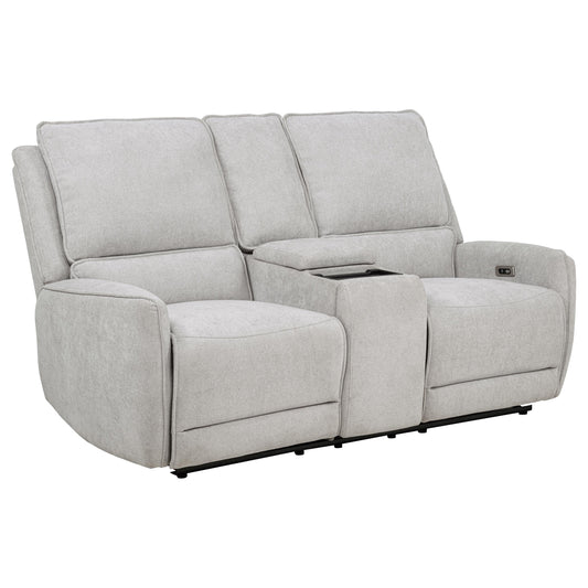 Sylmar Chenille Upholstered Power Reclining Loveseat Dove Grey