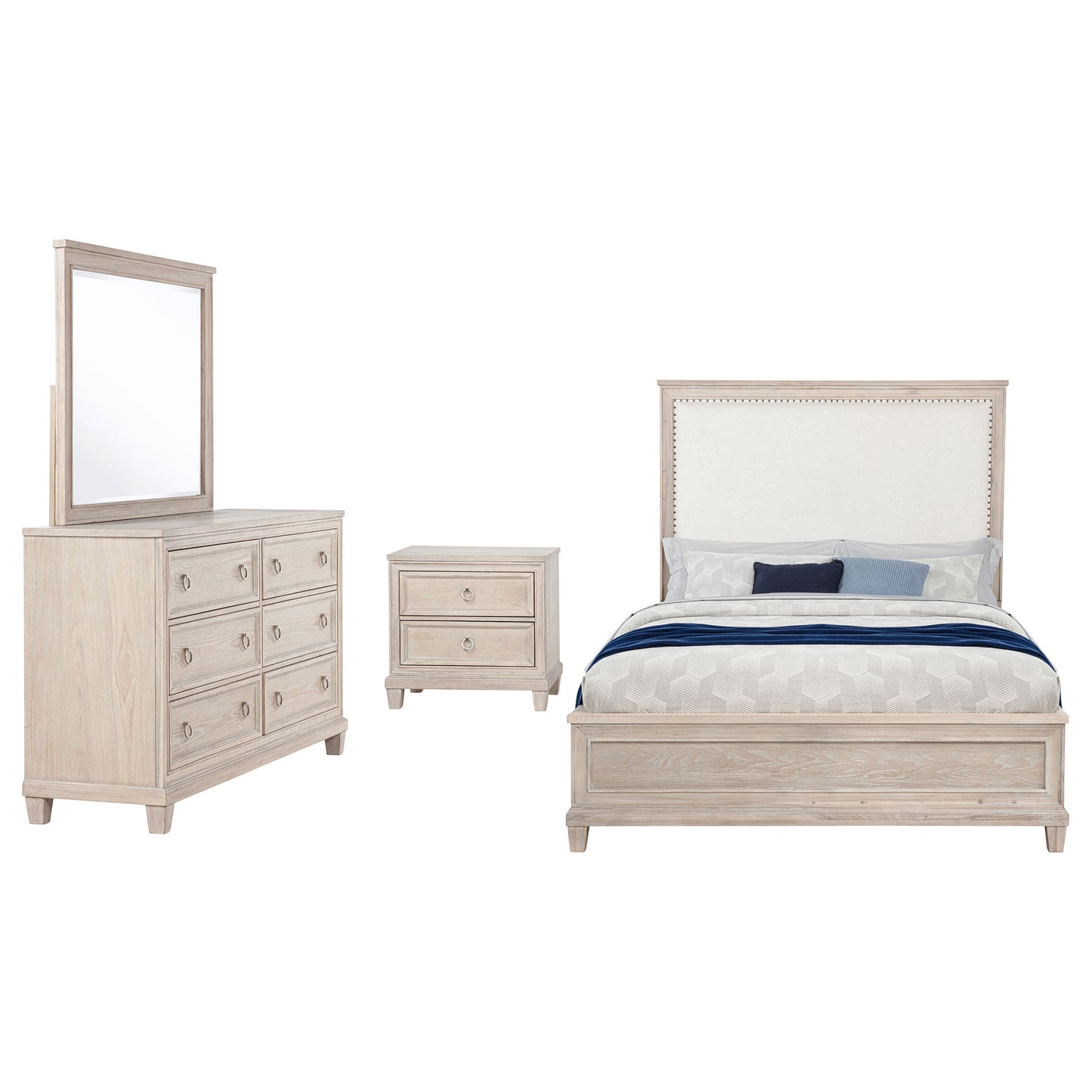 Pembroke 4-piece Eastern King Bedroom Set Washed Oak