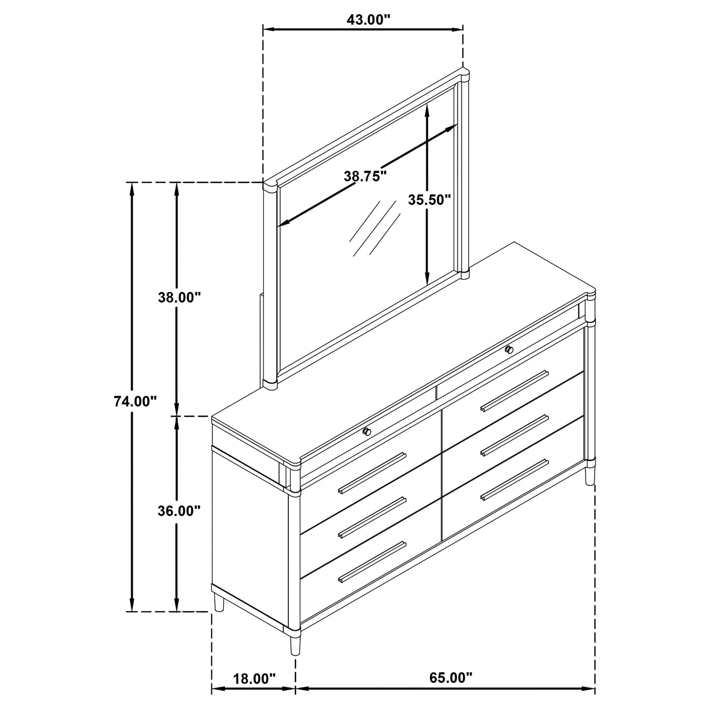 Gracemont 8-drawer Bedroom Dresser with Mirror White