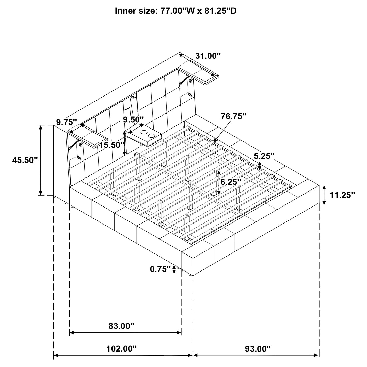 Dreux Upholstered Eastern King Panel Platform Bed Grey