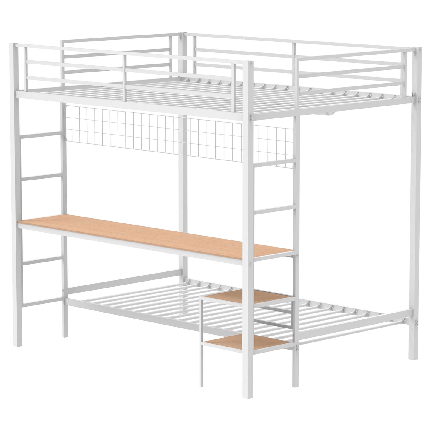 Campus Metal Full Over Twin Workstation Bunk Bed Matte White