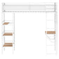 Campus 3-shelf Metal Twin Workstation Loft Bed Matte White