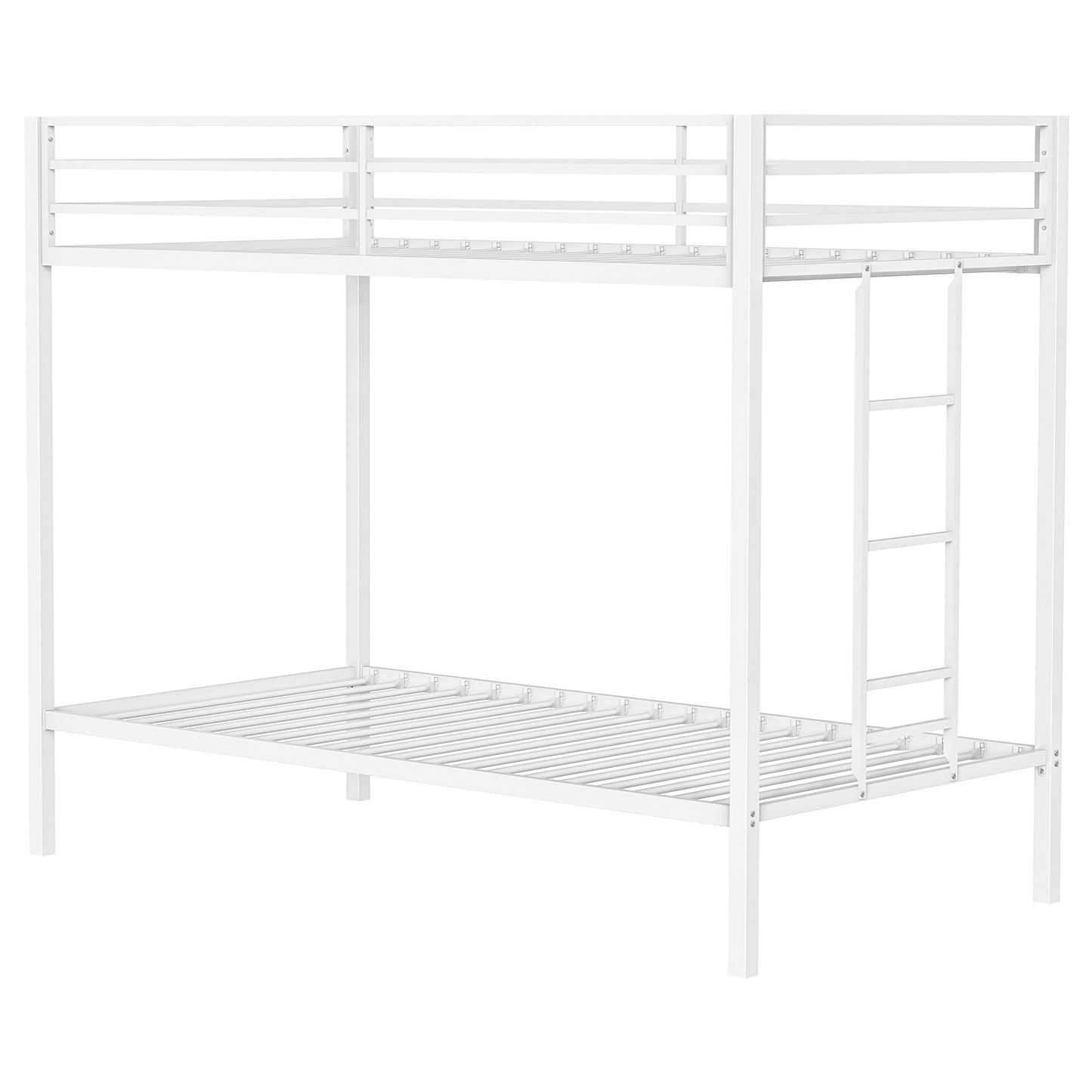 Alevera Metal Twin Over Twin Bunk Bed with Ladder White