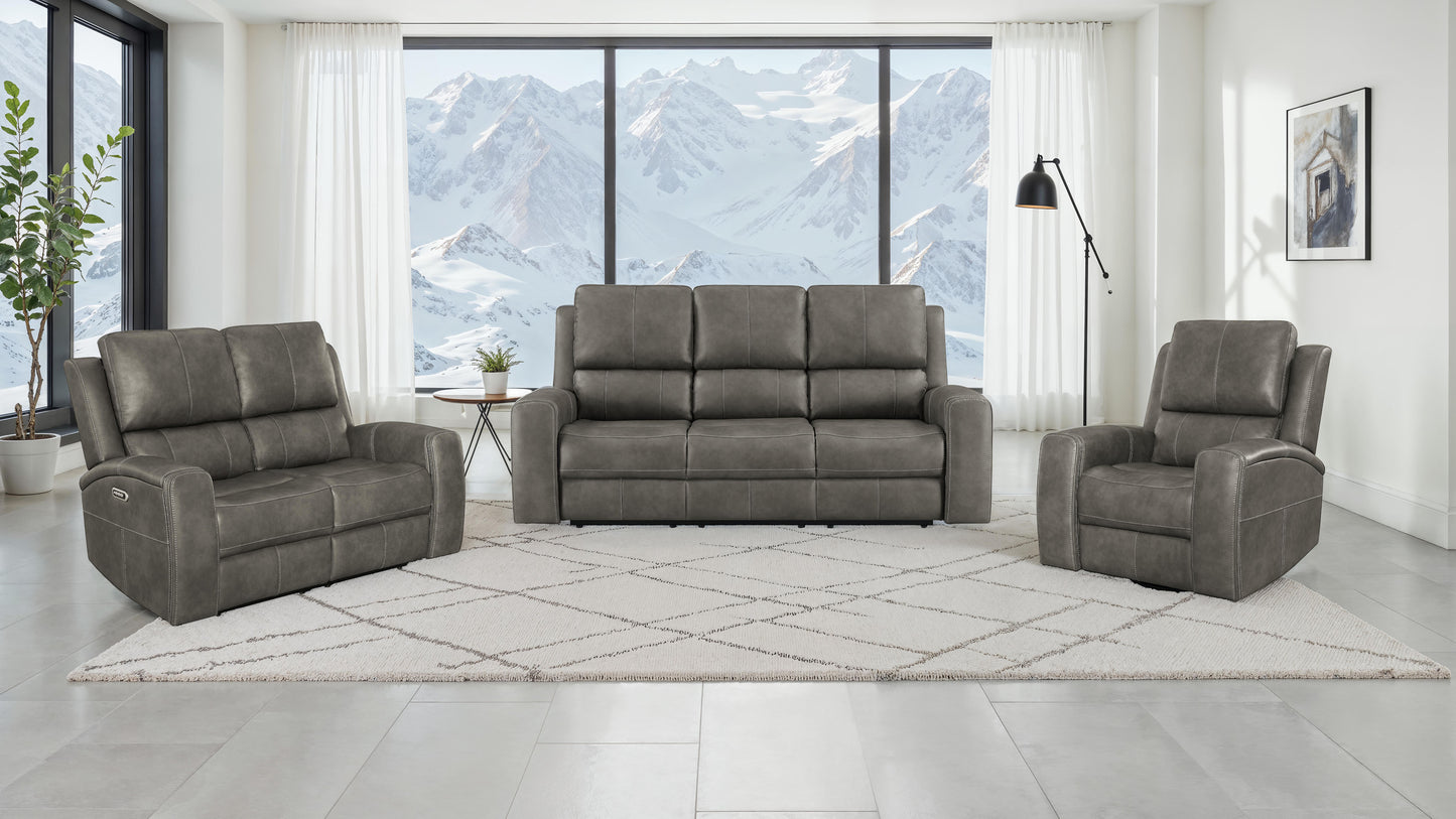 Brickston 3-piece Triple Power Reclining Sofa Set Charcoal