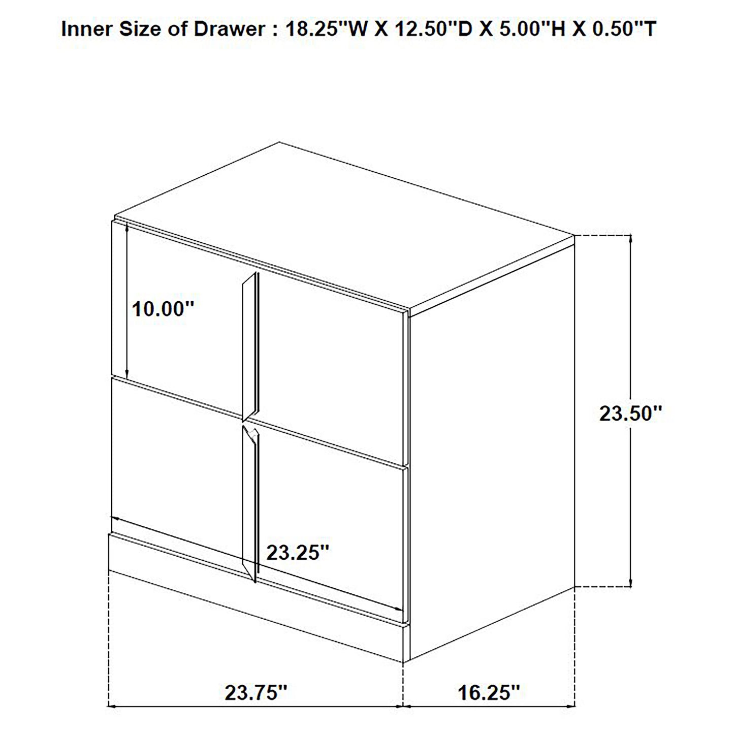 Ines 2-drawer Nightstand Bedside Table White High Gloss
