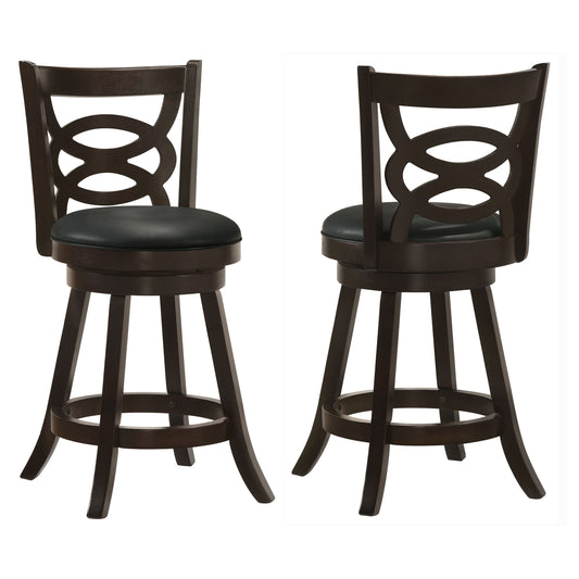 Calecita Swivel Counter Height Stools with Upholstered Seat Cappuccino (Set of 2)