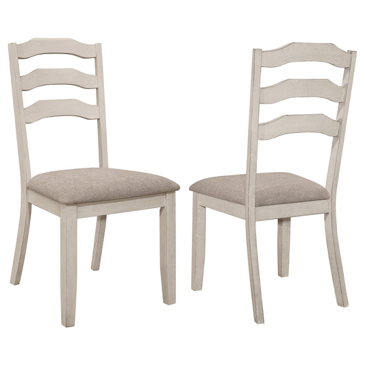 Ronnie Ladder Back Padded Seat Dining Side Chair Khaki and Rustic Cream (Set of 2)
