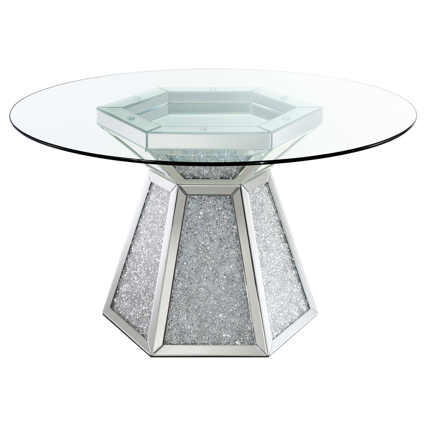 Quinn 5-piece Hexagon Pedestal Dining Room Set Mirror and Grey