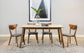 Everett 5-piece Faux Marble Top Dining Table Natural Walnut and Grey