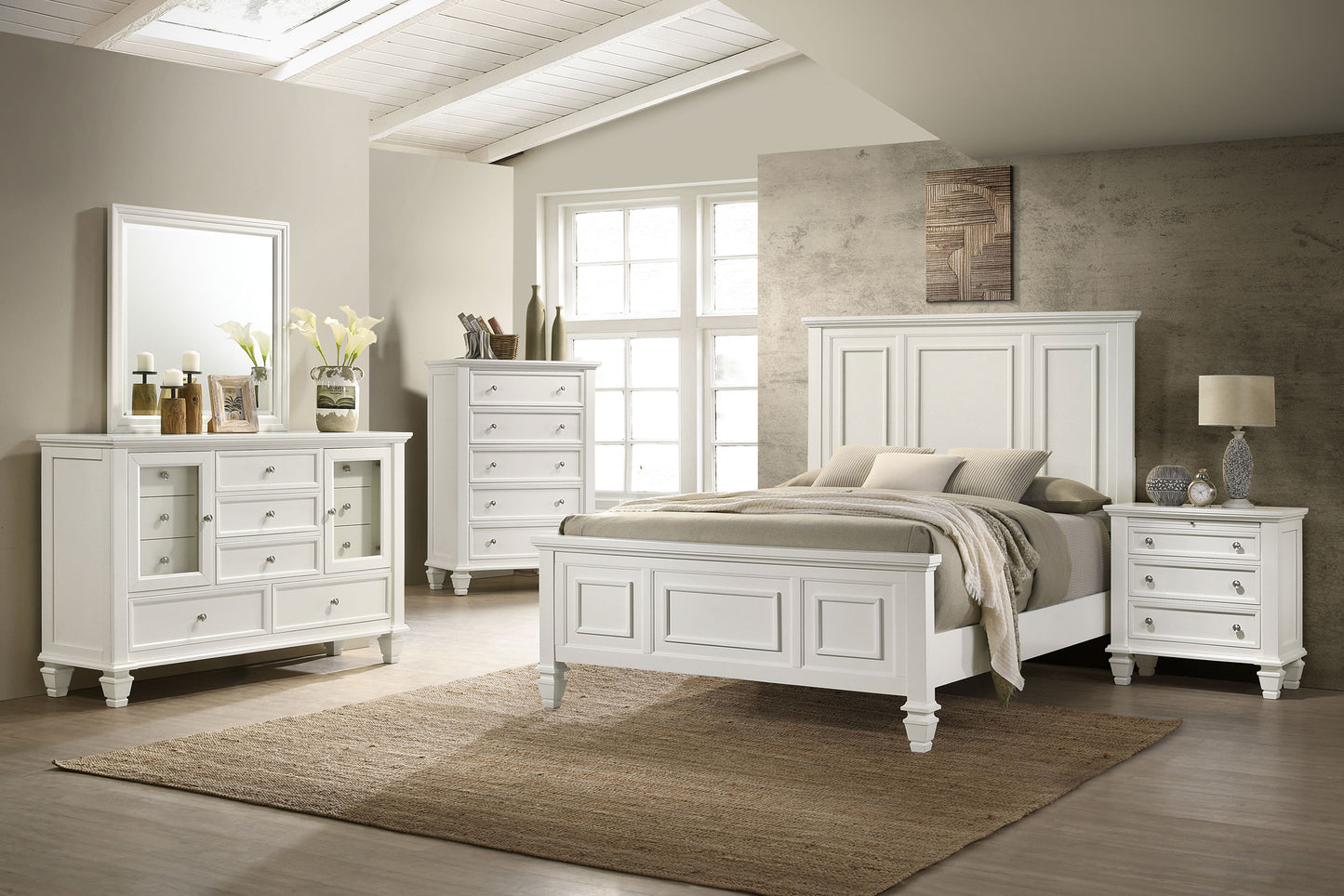 Sandy Beach 5-drawer Bedroom Chest Cream White