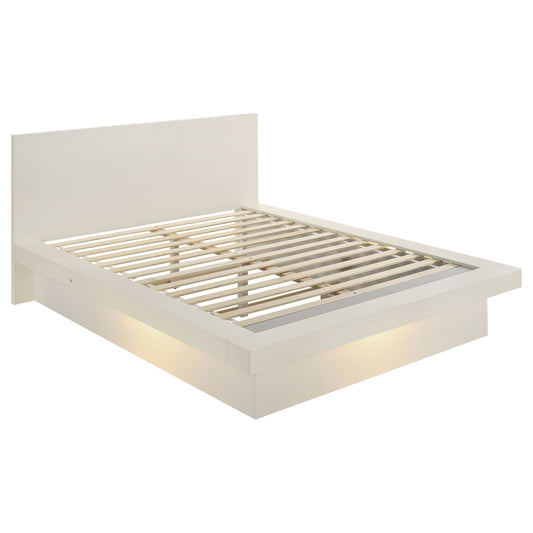 Jessica Wood Queen LED Panel Bed Cream White