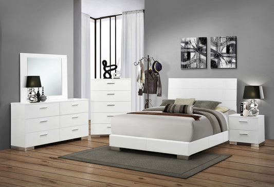 Felicity 6-piece Eastern King Bedroom Set White High Gloss