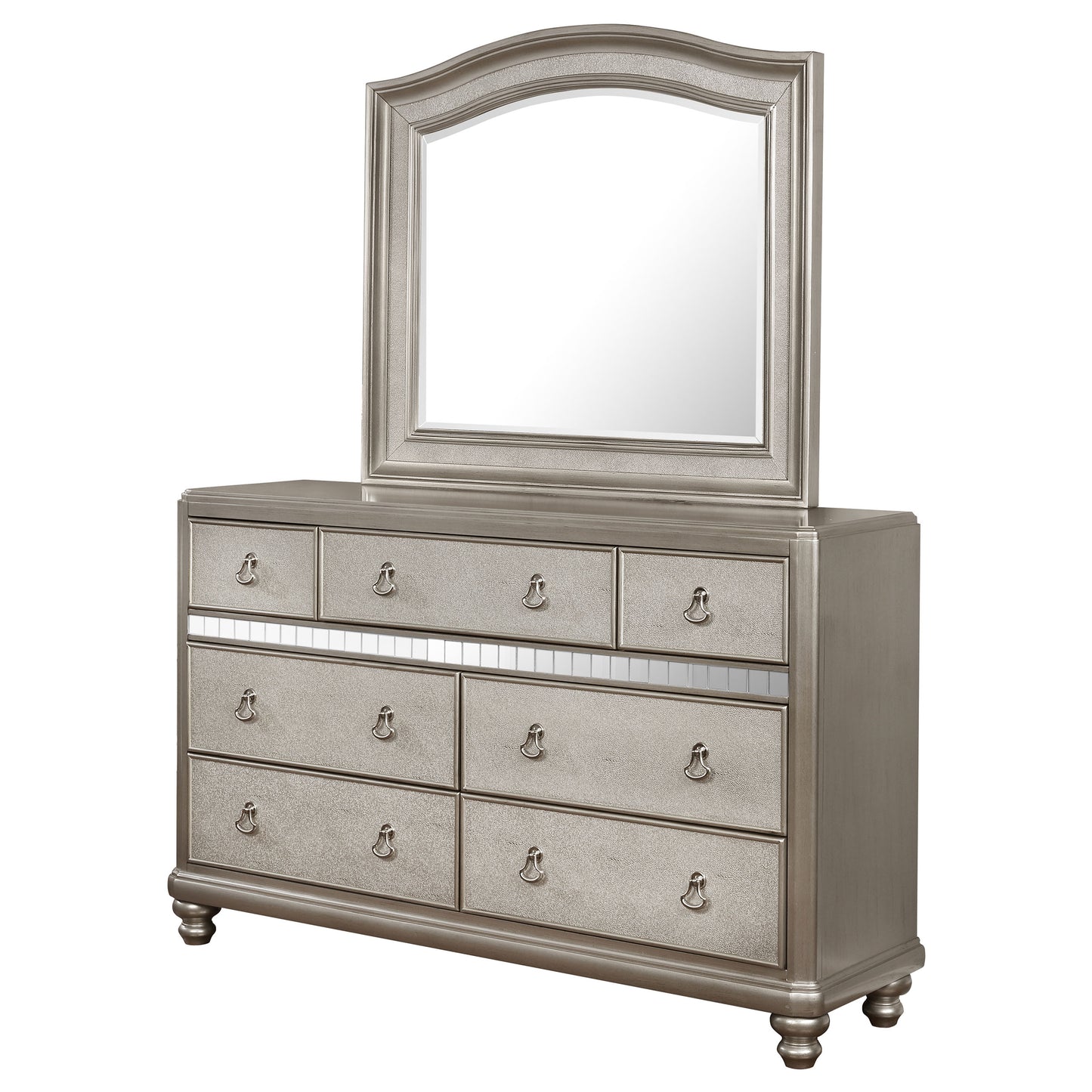 Bling Game 7-drawer Dresser with Mirror Metallic Platinum
