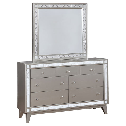 Leighton 7-drawer Dresser with Mirror Metallic Mercury