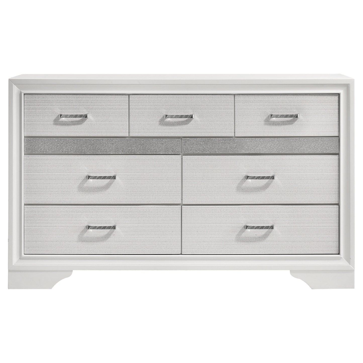 Miranda 7-drawer Dresser White and Rhinestone