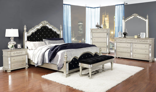 Heidi 5-piece Eastern King Bedroom Set Metallic Platinum