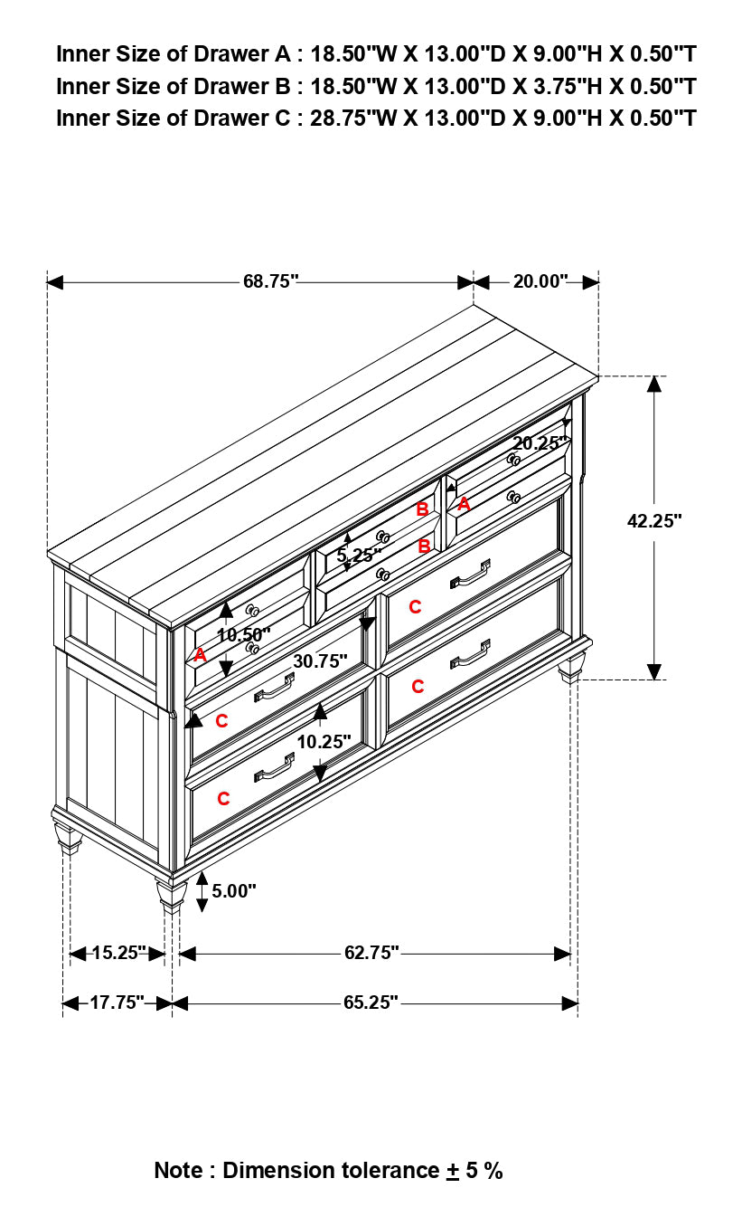 Avenue 8-drawer Rectangular Dresser Grey