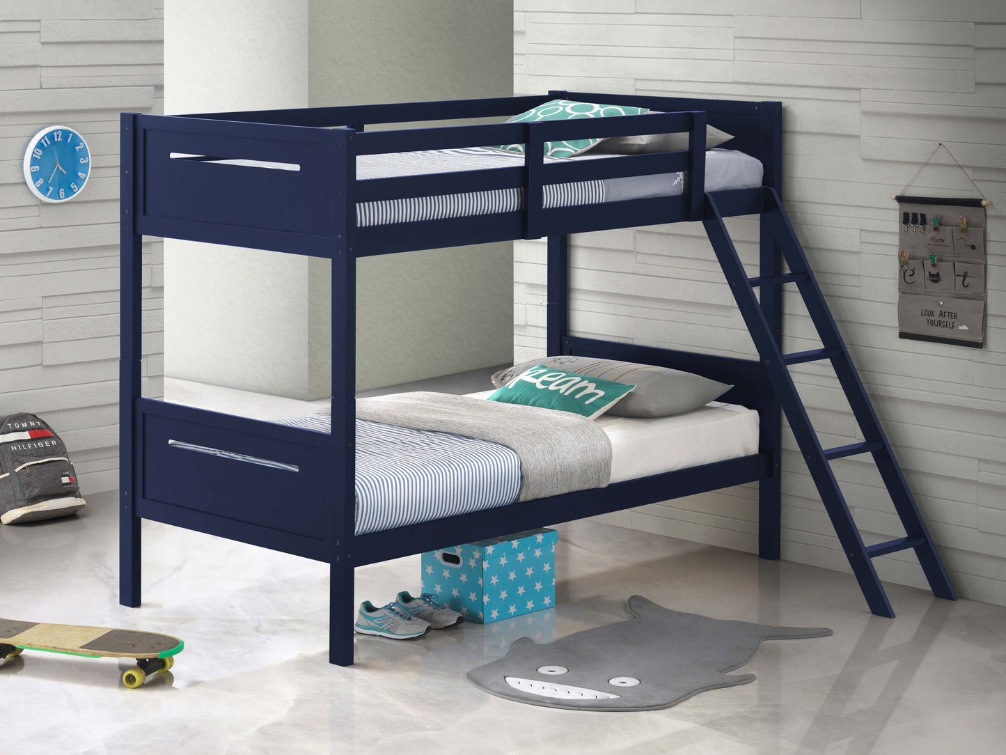 Littleton Wood Twin Over Twin Bunk Bed Blue