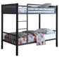 Meyers Metal Twin Over Twin Bunk Bed with Twin Loft Black