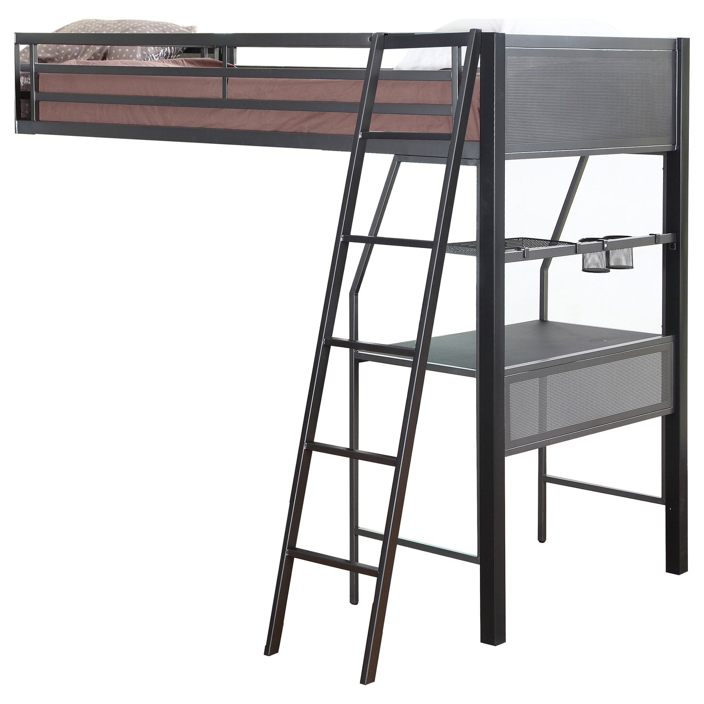 Meyers Metal Twin Over Twin Bunk Bed with Twin Loft Black