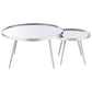 Kaelyn 2-Piece Round Mirror Top Nesting Coffee Table Chrome