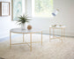 Ellison Round X-cross Coffee Table White and Gold