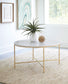 Ellison Round X-cross Coffee Table White and Gold